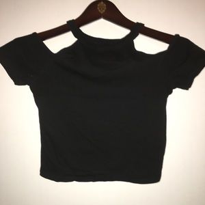 Shoulder Show Black Crop Top